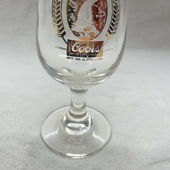 Vintage COORS BEER BEVERAGE STEMMED GLASS WITH GOLD LOGO - Picture 2 of 4